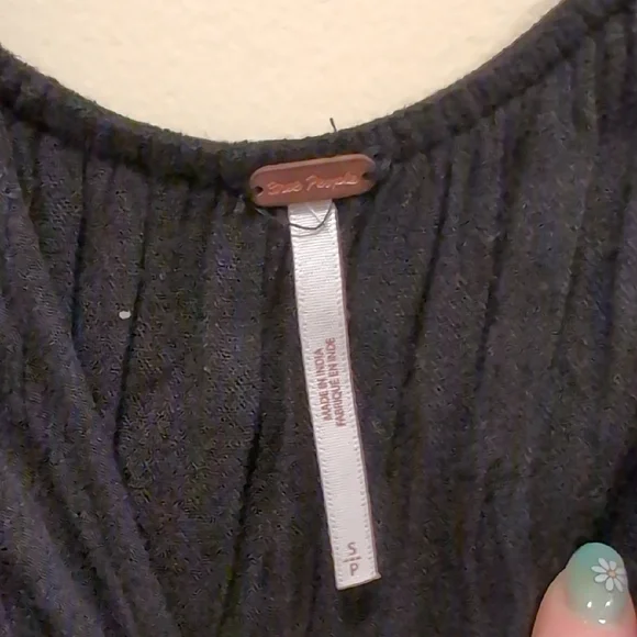 Free People Black and White Embellished Bishop Sleeve Dress - Picture 2 of 8